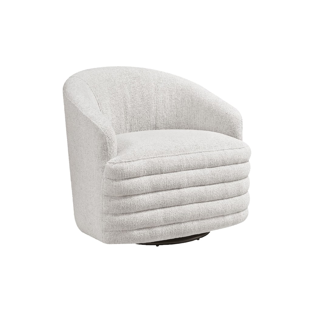 Vinn Swivel Accent Armchair, Barrel Design, Beige Chenille Fabric