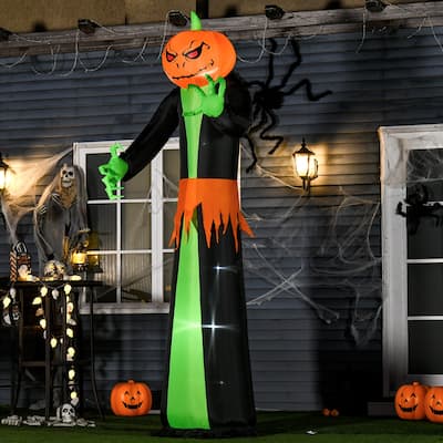 HOMCOM 9 ft. Big Light-Up Scary Inflatable Monster Halloween Decoration - 39.25"W x 37.75"D x 106.25"H