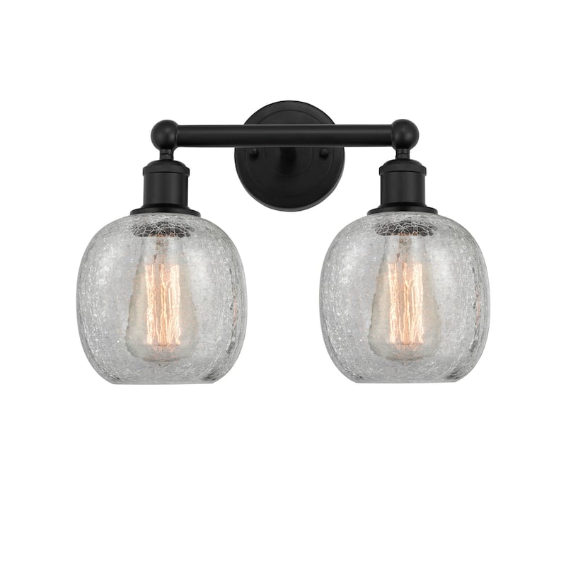 Innovations Lighting 616-2W-12-15 Belfast Vanity Belfast 2 Light 15" - Matte Black / Clear Crackle