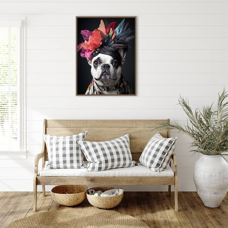 The Regal French Bulldog by Mowzu Framed Canvas Wall Art