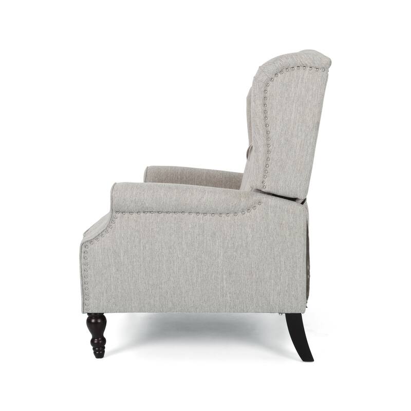 Oversized Wingback Push-Back Recliner with Footrest, Tufted Back, Nailheads