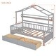 preview thumbnail 4 of 31, Wooden Twin Size House Bed with 2 Drawers,Kids Bed with Storage Shelf, Gray