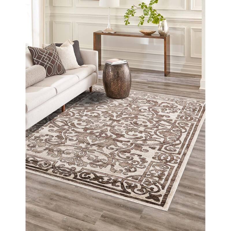 Traditional Wralvale Collection Area Rug - Chocolate Brown - 7'x10'
