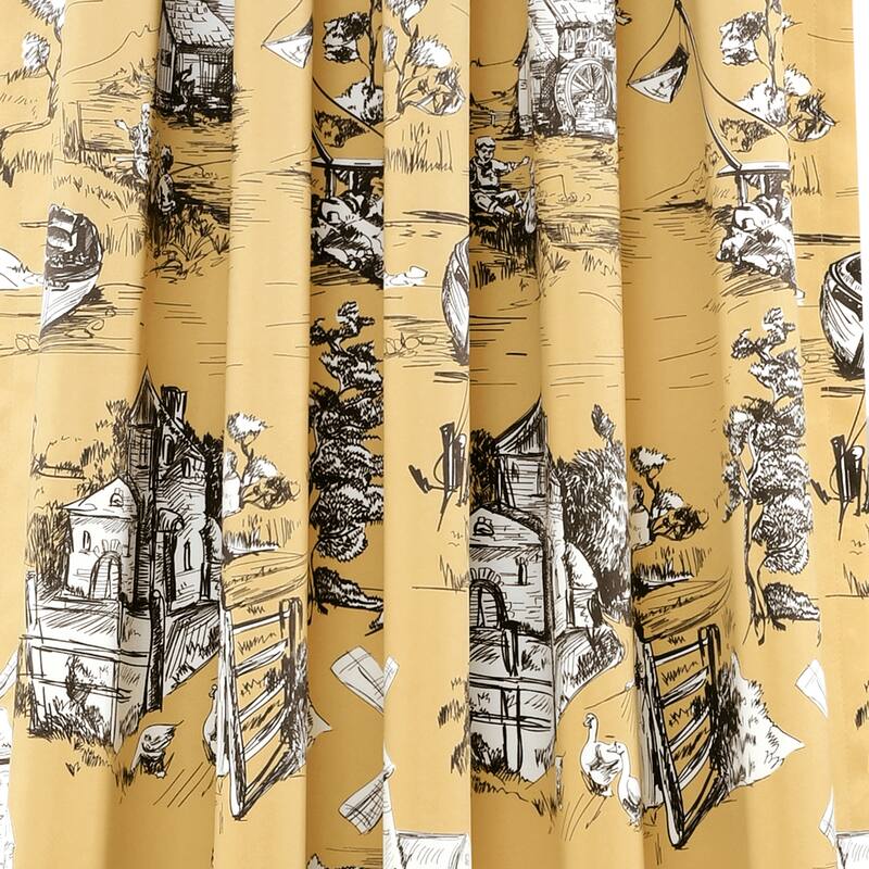 Lush Decor French Country Toile Room Darkening Window Curtain Panel Pair