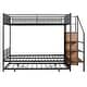 preview thumbnail 8 of 16, Twin Over Full Metal Bunk Bed with Trundle & Storage Ladder & Wardrobe