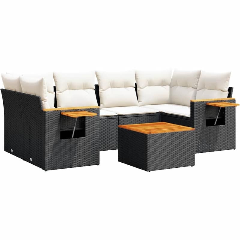 vidaXL Garden Sofa Set Black - 21.7 x 21.7 x 14.6 in