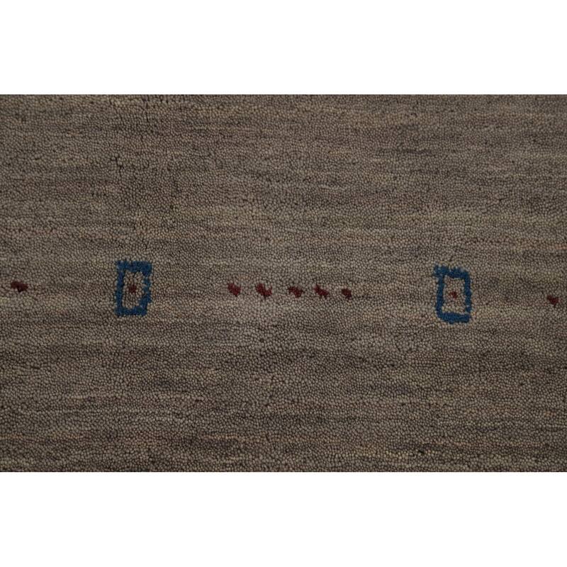Gabbeh Modern Area Rug Handmade Grey Tribal Wool Carpet - 5'3" x 7'6"