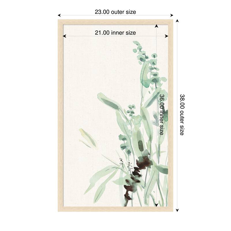 Amanti Art Framed Fabric Pinboard Grasses III on Linen by Katrina Pete Printed Bulletin Board - Board Size 21 x 36