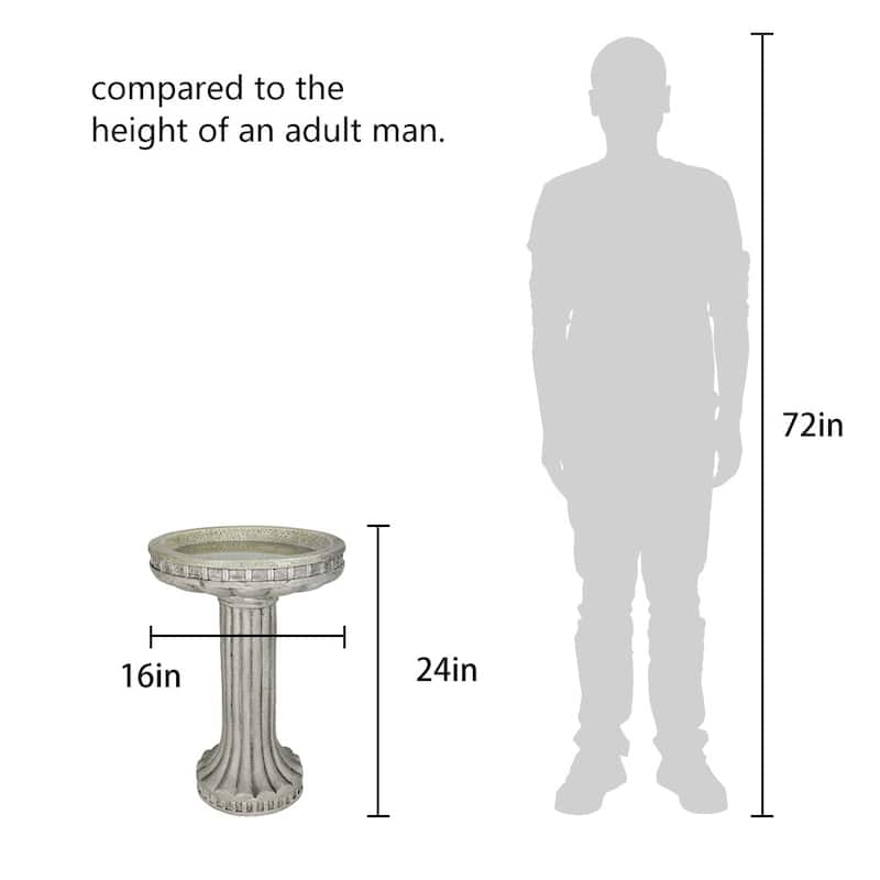 24" H Outdoor Concrete Bird Bath - Perfect for Adding Interest to Garden, Patio, Backyard, Porch and Deck