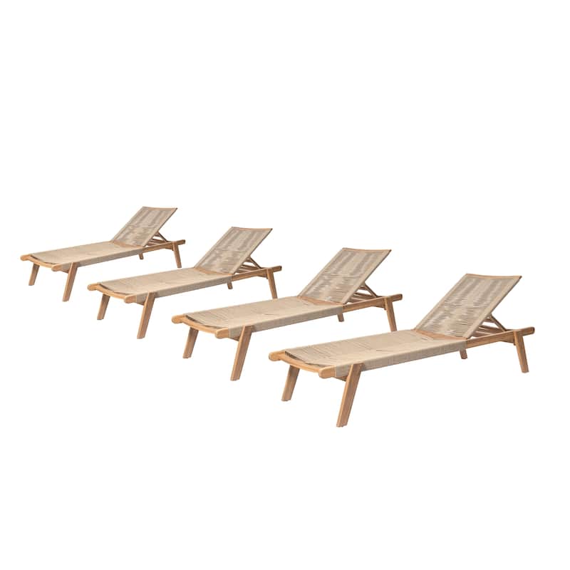 Christopher Knight Home - Nathan Outdoor Comfort Adjustable Acacia Chaise Lounge Set