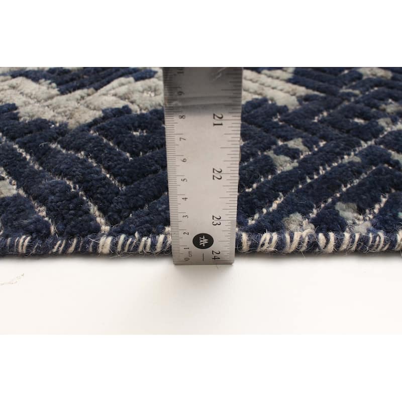 ECARPETGALLERY Hand-knotted Tangier Navy Wool Rug - 2'11 x 4'11