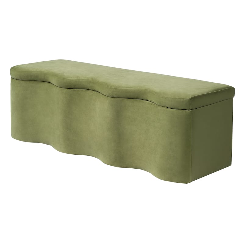 Christopher Knight Home - Curve Modern Upholstered Storage Ottoman with Curved Wave Design