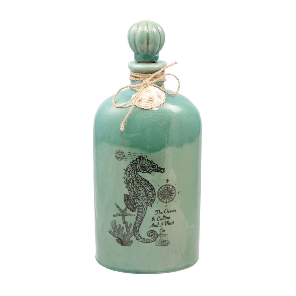 Seahorse Teal Ceramic Jug