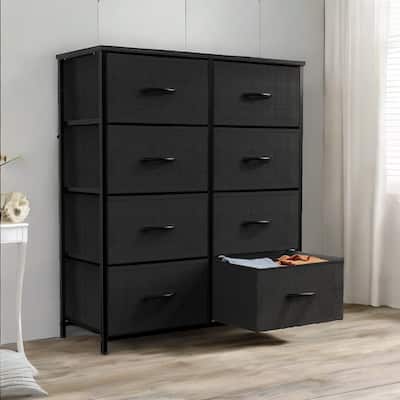 8 Fabric Clothes Organizer with Wood Top and Sturdy Steel Frame