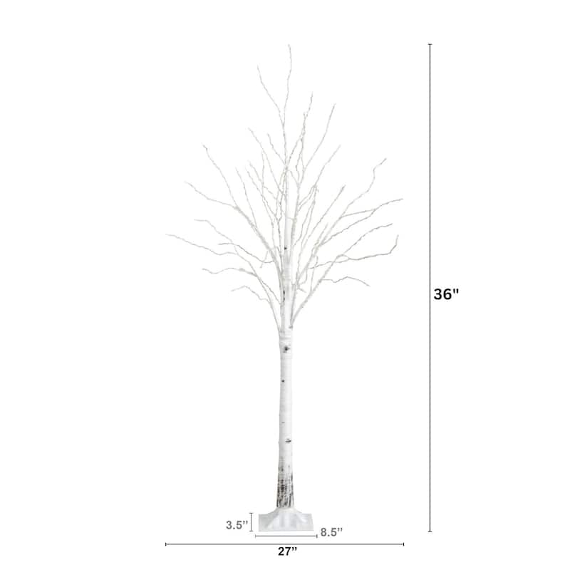Pre-Lit Artificial Birch Christmas Tree - 3’ - Warm White LED Lights - 7 Foot