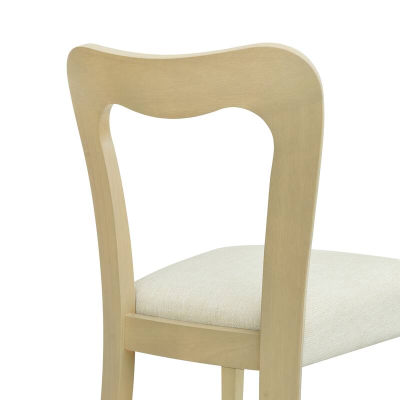Set of 2 Modern Dining Chairs with Rubberwood Frame and Upholstered Seats - Open Back Armless Design