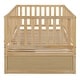 preview thumbnail 39 of 118, Wood Cribs Convertible Toddler Bed with Fence Guardrails and 2 Drawers Split into Independent Floor Bed and Daybed Slat Support