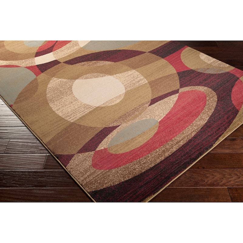 Hand-woven Grapevine Geometric Circles Plush Area Rug