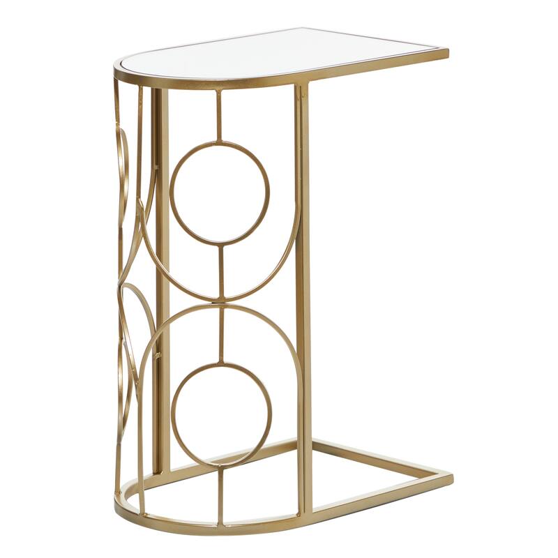 Metal Geometric Accent Table with Mirrored Glass Top - Gold - Roche River Decor - 19"W x 12"L x 24"H