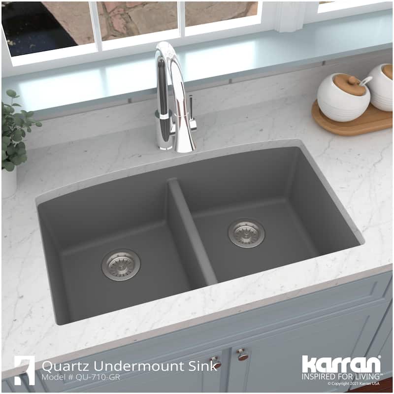 Karran USA QU-710 Quartz QU 32" Undermount Double Basin Quartz