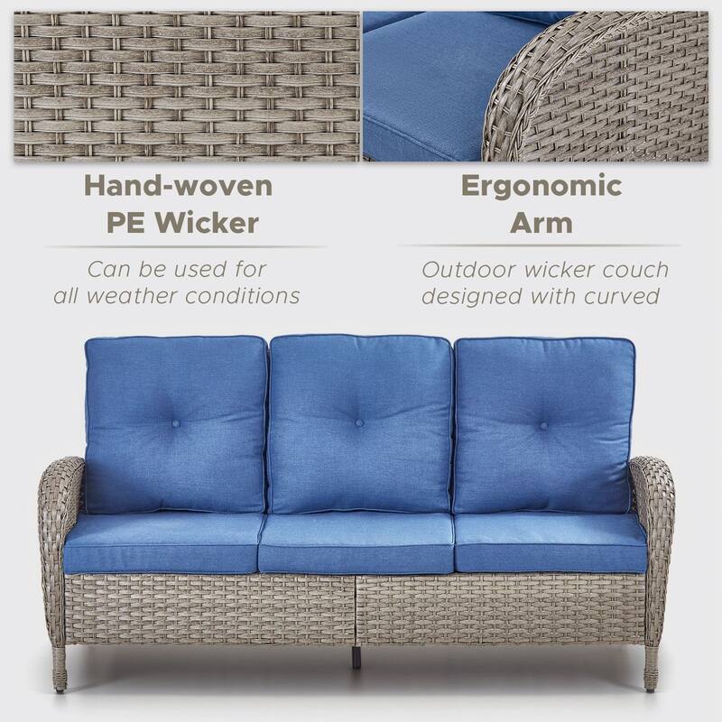 7-Piece Sofa with Rocking Chairs Ottomans and Table Set