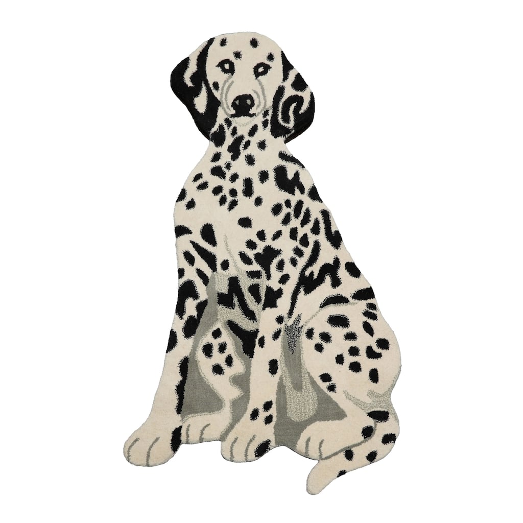 3'x5' White Hand-Tufted Modern Wool Rug with Dalmatian-Inspired Design - 3' x 5'