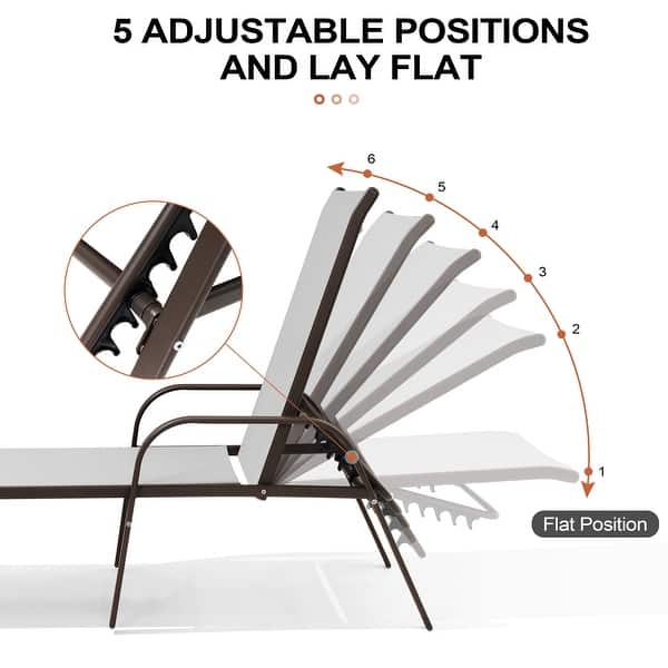 dimension image slide 2 of 8, Set of 4 Lounge Chairs Outdoor Chaise Lounge with Arms and Adjustable Back