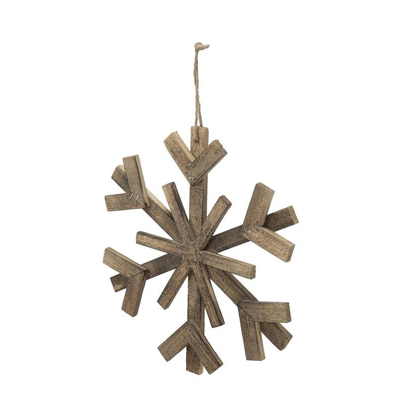17.7" x 17.7" Large Fir Wood Snowflake Ornaments, Hanging Home Decor Accents for Christmas Tree, Wall Art, Set of 2