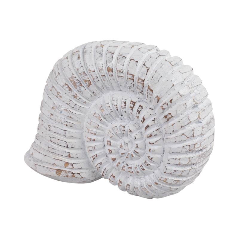 Handcrafted Wooden Nautical Shell Figurine Coastal-Inspired Details