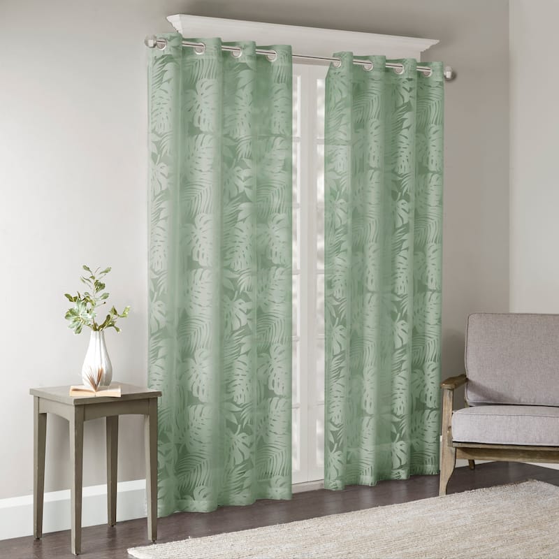 Madison Park Kauna Palm Leaf Burnout Window Curtain Sheer