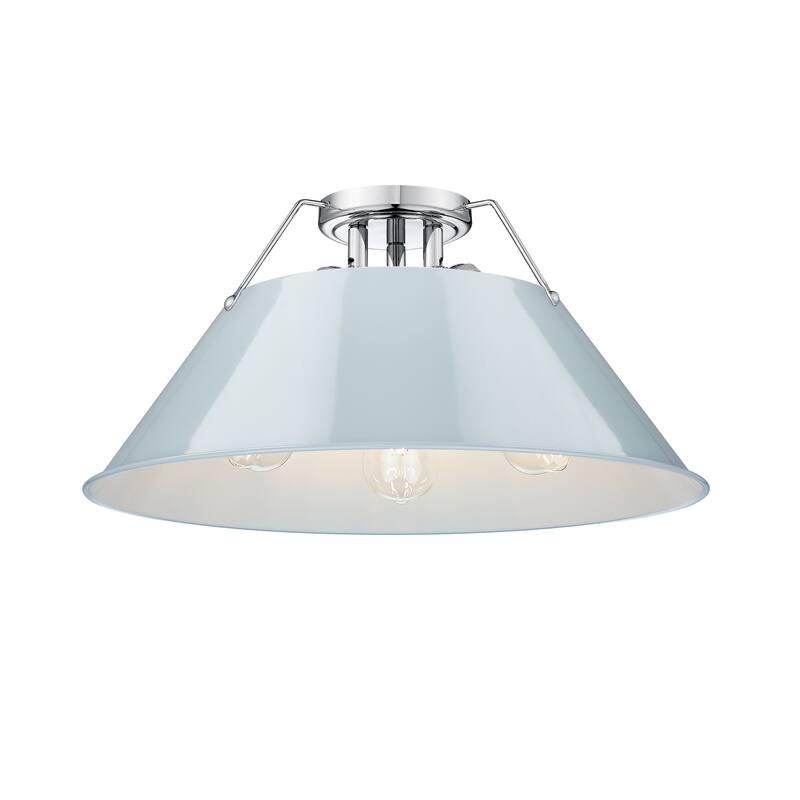 Orwell 3-Light Flush Mount in Chrome with Dusky Blue - Silver