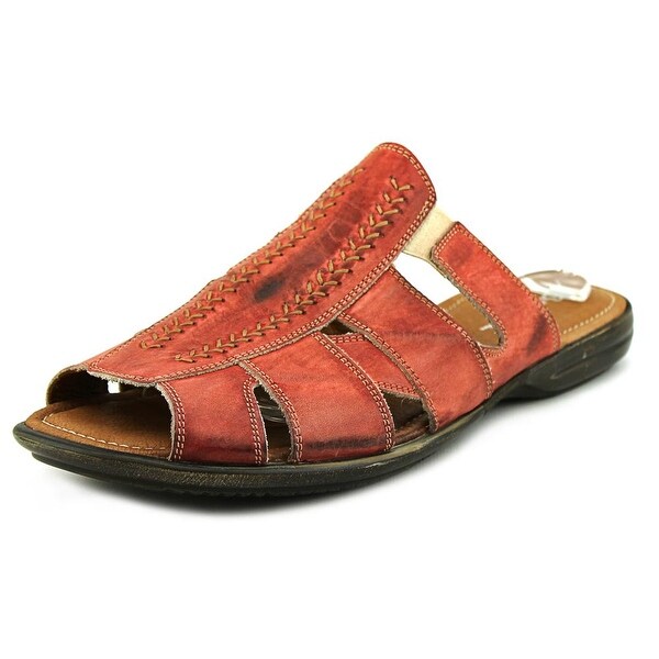 Bacco Bucci Neto Men Open Toe Leather Red Slides Sandal