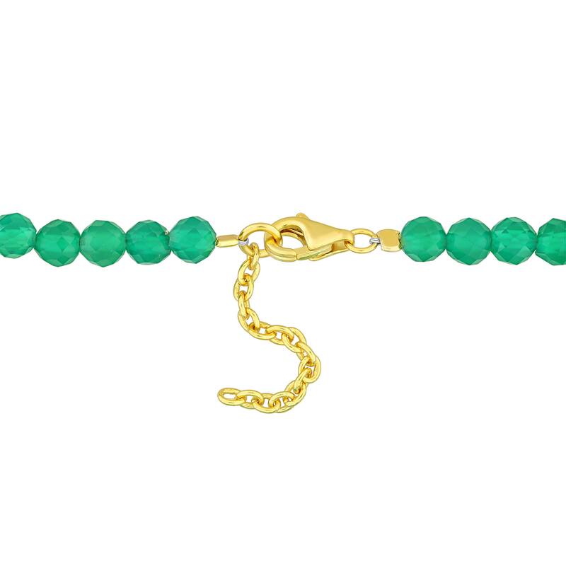 Miadora 6 1/2ct TGW Green Onyx Facetted Bead Bracelet in Yellow Silver-725+1 in