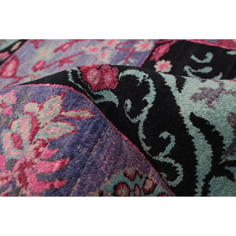 ECARPETGALLERY Hand-knotted Signature Collection Black, Burgundy Wool Rug - 7'10 x 9'11