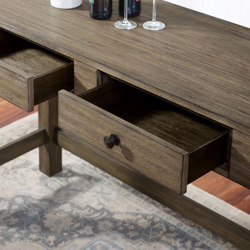 Naht Transitional Brown Wood 3-Piece Counter Height Dining Set with USB by Furniture of America