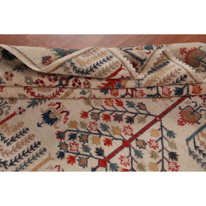 Hand Knotted Oriental 100% Wool Carpet Traditional Geometric Beige & Ivories Kazak Area Rug - 7' 10'' X 5' 6''
