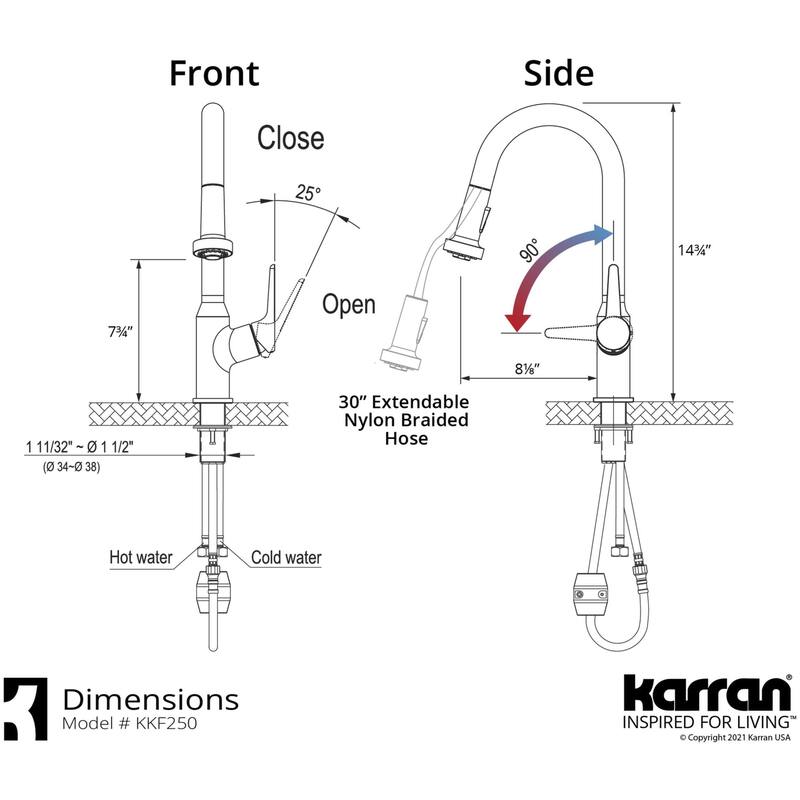 Karran USA KKF250 Dockton 1.8 GPM Single Hole Pull Down Kitchen Faucet
