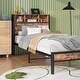 preview thumbnail 5 of 8, Metal Twin Size Platform Bed with Storage Headboard and Bookcase