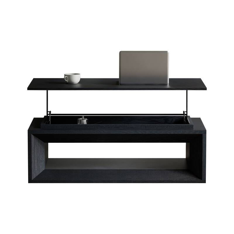 43.3" Lift Top Rectangle Coffee Table with Storage, Coffee Table with Floating Tabletop, Convertible Rising Tabletop