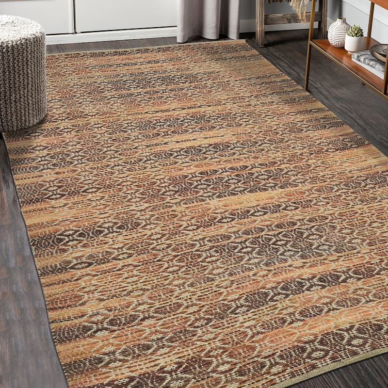 Sasha Sinae All-Natural Jute & Rayon Flatweave Area Rug - 5' x 8' - Red/Yellow
