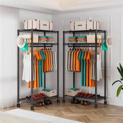 Rolling Garment Rack with 3 Shelves