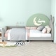 preview thumbnail 1 of 7, Twin Size LIGHT GREY Leather Upholstered Daybed w/ Ears Shaped Headboard Platform Bed Frame for Living Room Bed Room LIGHT GREY