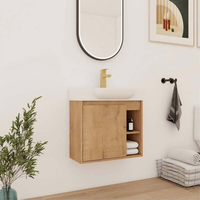Bathroom Vanity With Sink In 24/28 Inch, Floating Bathroom Vanity With Soft Close Door