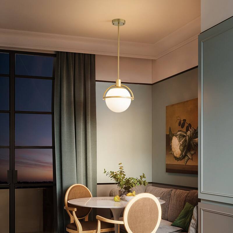 Starsky 1-Light 9in. Modern Globe Chandelier Single Frosted Glass Pendant Light