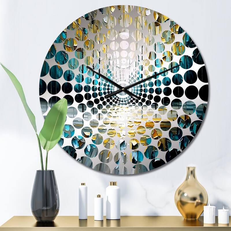 Designart "Abstract Nature Trees Painting II" Black Other Abstract Clocks Modern Wall Clocks For Living Room Décor - 16 In. Wide x 16 In. High