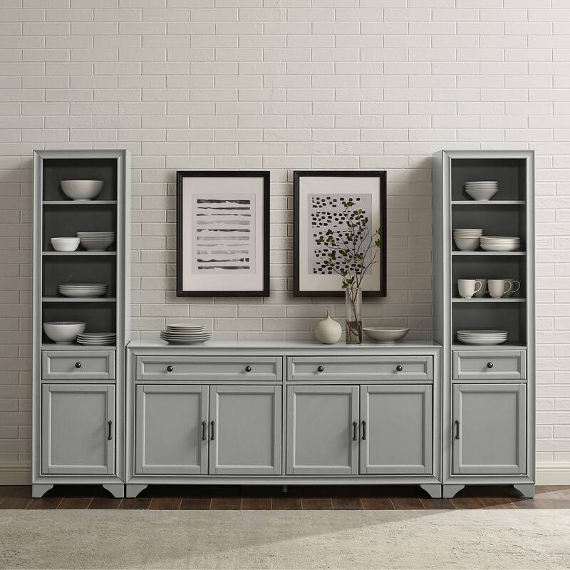 Crosley Tara 3Pc Sideboard And Bookcase Set - 15"x97"x67.63"