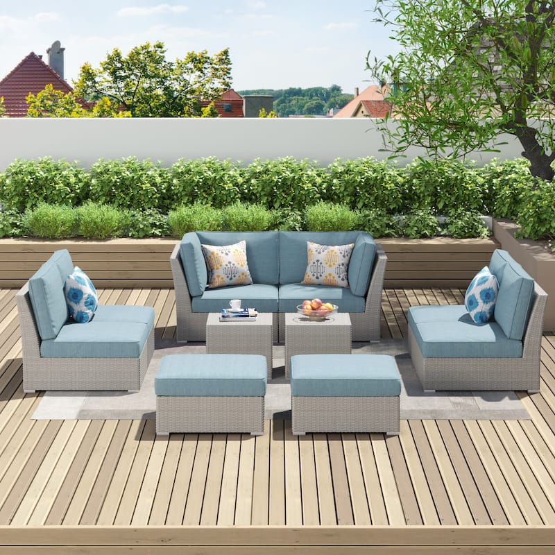 Corvus 10-piece Grey Sectional Conversation Sofa Set