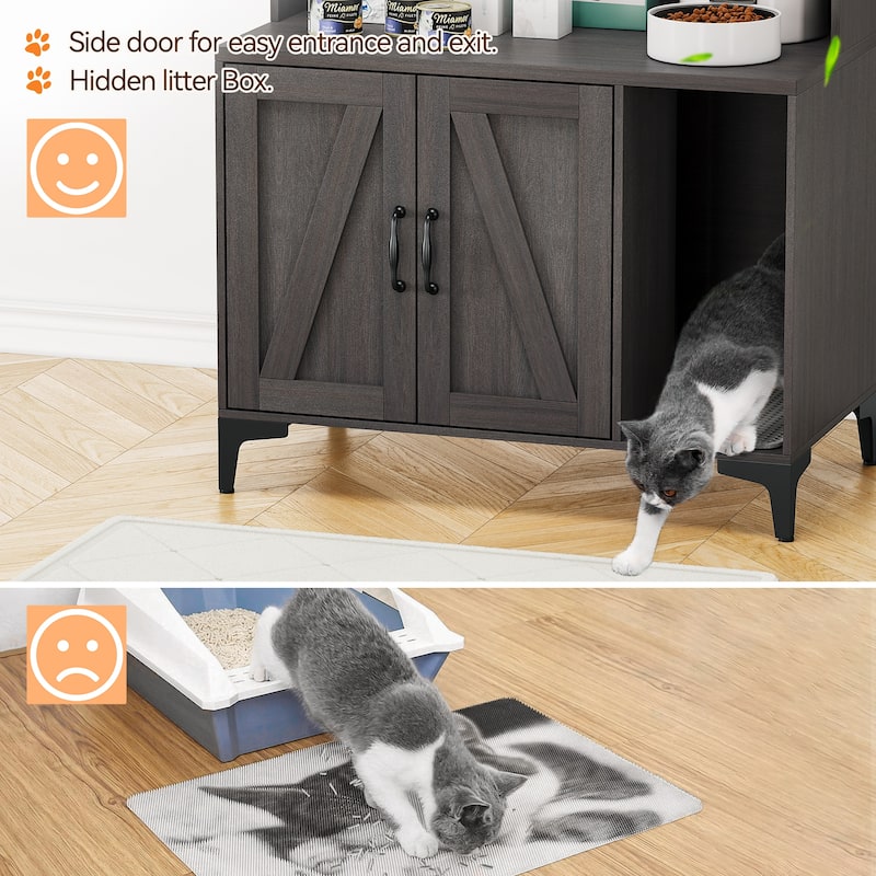 Cat Litter Box Furniture with Shelf Storage
