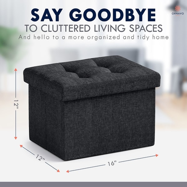 dimension image slide 7 of 11, 2 Pack Small Rectangle Foldable Storage Ottoman