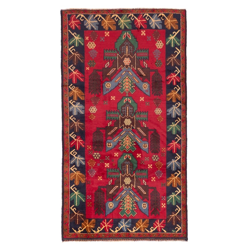 ECARPETGALLERY Hand-knotted Teimani Red Wool Rug - 3'4 x 6'2